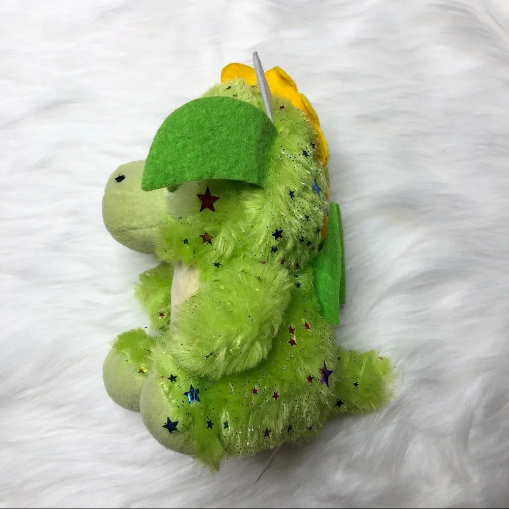 3/$20 PEEK-A-BOO TOYS Metallic Multicolored Star Dragon Plush Green EUC